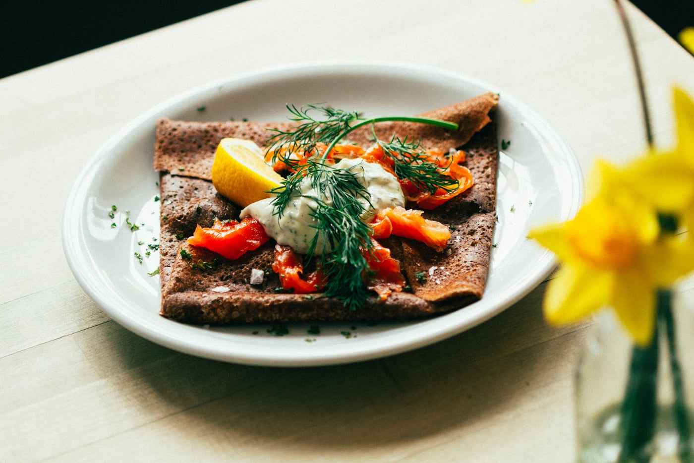 Galettes bretonas de trigo sarraceno con boletus